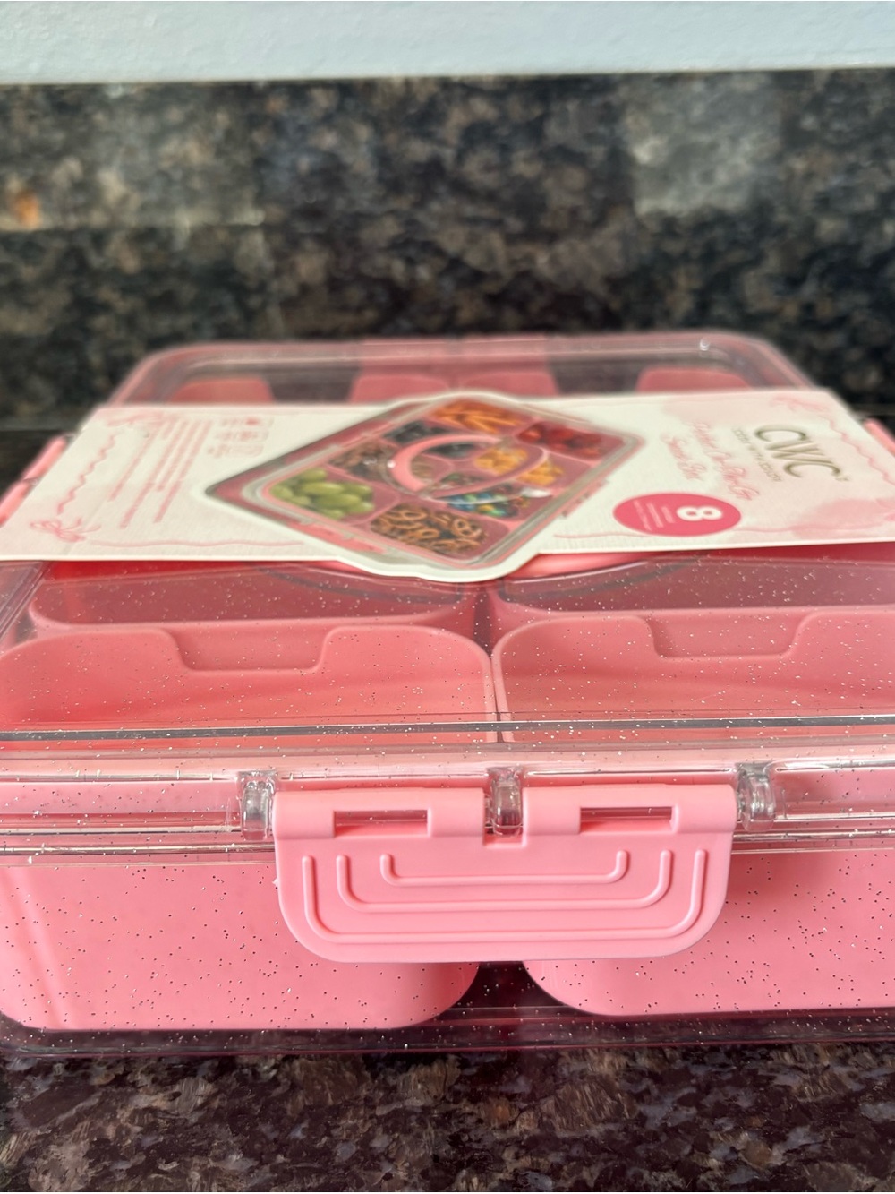 CWC Pink 8-Compartment Snack Box - Perfect On-The-Go Organizer - Picture 4 of 12